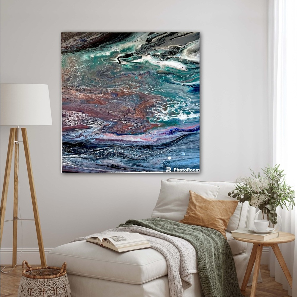 Handmade original acrylic fluid artwork
